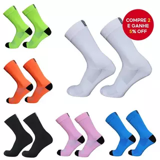 Meias De Ciclismo Respiráveis Masculinas Profissionais Para Atividades Ao Ar Livre : Corrida E Montanhismo (Branco/Preto em Oferta na Shopee