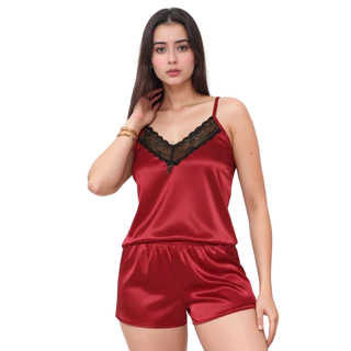 Pijama Short Doll Sexy Com Renda Bicolor | Pijama de Calor | Conjunto de Verão Liso Sexy Verão Fresquinho em Oferta na Shopee