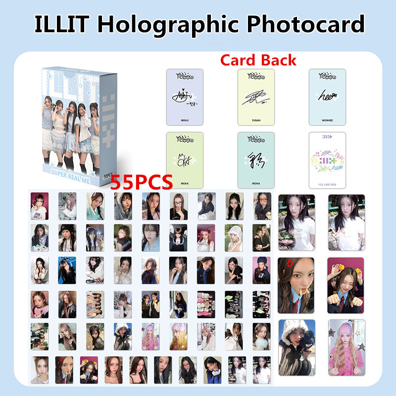 55pcs/box ILLIT Photocard Cartão Holográfico LOMO De Coleção KPOP