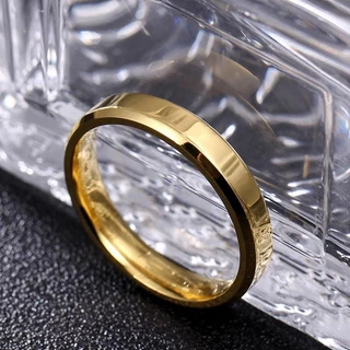 Aliança de Noivado Chanfrada em Aço Inoxidável Dourado – Anel de Casamento Feminino e Masculino - WL em Oferta na Shopee