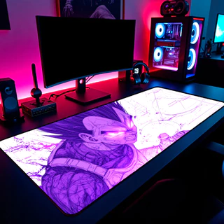 Mouse Pad Vegeta Ultra Ego Purple Gamer 65x30cm / 80x40cm / 90x50cm / 120x60cm Borda Costurada
