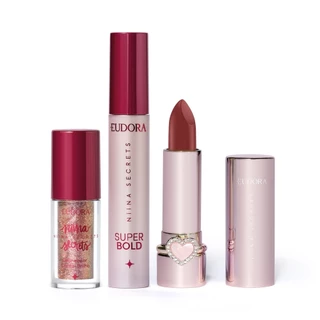 Combo Niina Secrets: Batom Cremoso Love You 3g + Delineador Crystal Brilho 3g + Máscara para Cílios Super Bold 10g em Oferta na Shopee