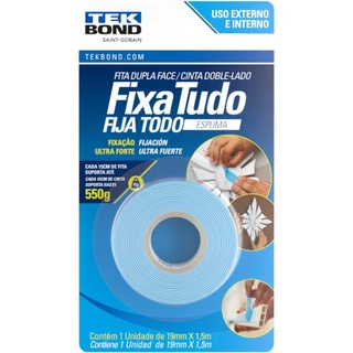 Fita dupla face espuma 19 mm x 1,5 m - Fixa Tudo - Tekbond em Oferta na Shopee
