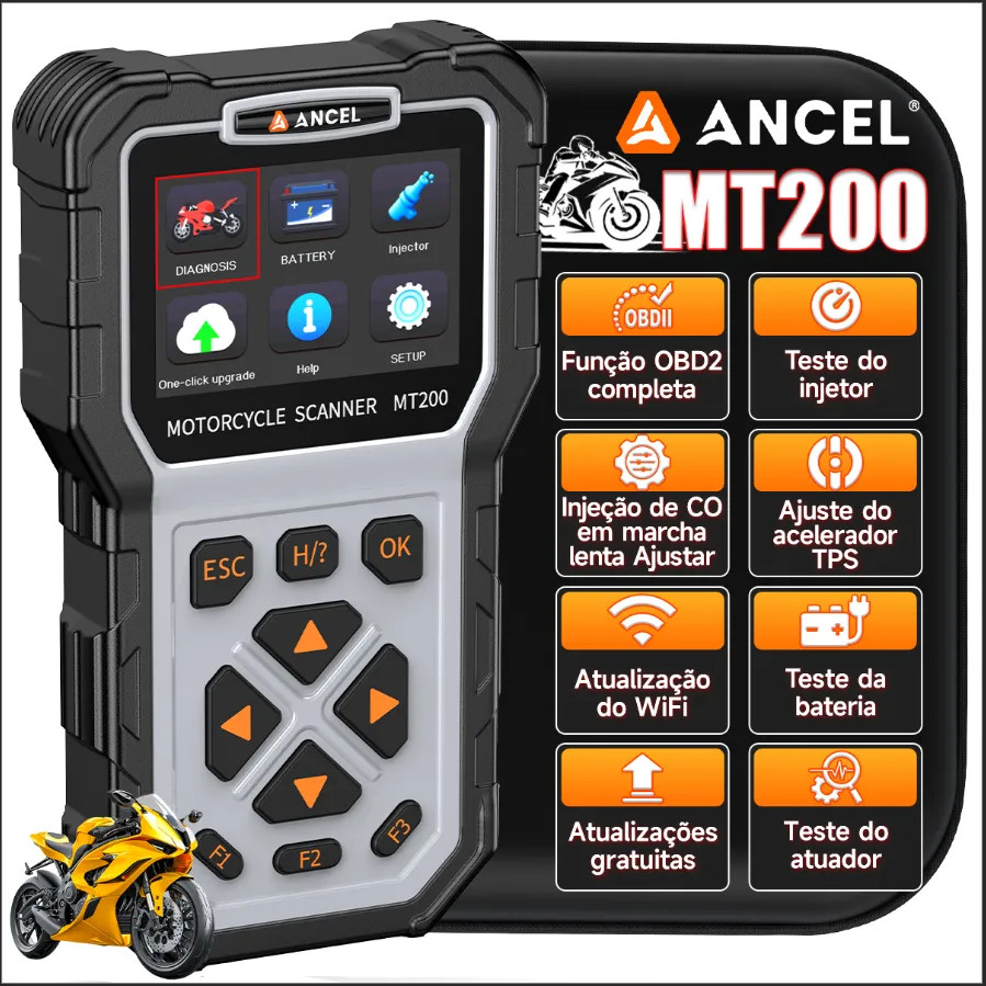 Scanner Motocicletas Obd2 ANCEL MT200 Tps Honda Yamaha Bmw Em Português em Oferta na Shopee