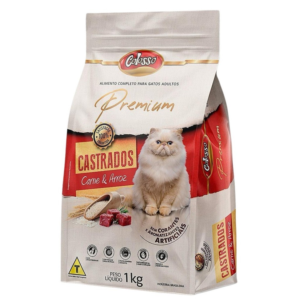 Ração Colosso Premium Gato Castrado 1 Kg Carne Envio Rápido Envio ...