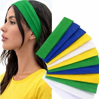 Copa do Brasil Kit Faixa de Cabelo 4 Peças Oficial 2026 Verde Amarelo Azul para Esporte Maquiagem e Uso Casual em Oferta na Shopee