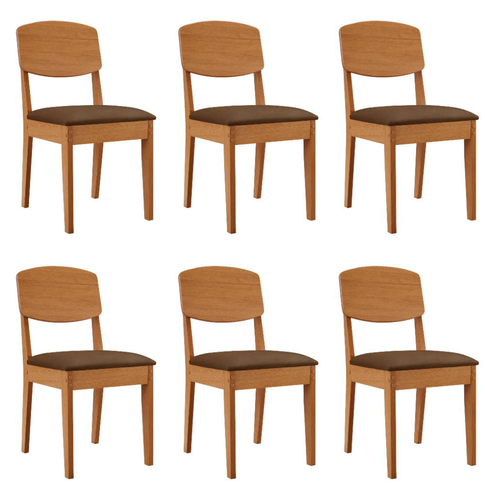 Conjunto com 6 Cadeiras MDF Copper para Sala de Jantar Moderna Mobília ...
