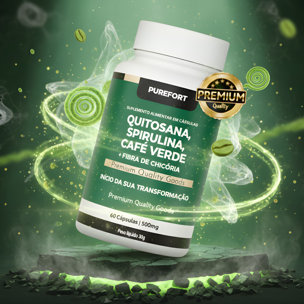 Quitosana Premium com Spirulina, Psyllium, Fibra de Chicória e Café ...