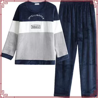 [Pijamas De Veludo De Coral De Outono E Inverno Masculino De Flanela Espessada Fato De Primavera em Oferta na Shopee