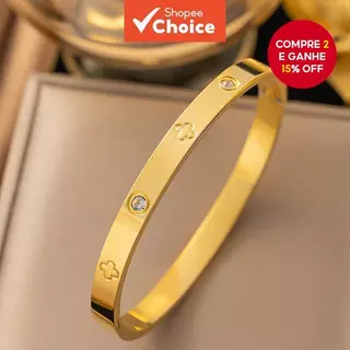Pulseira Coreana De Trevo De Quatro Folhas Para Mulheres , Aço Titânio , Simples , Não Desbota , Joias De Mão em Oferta na Shopee