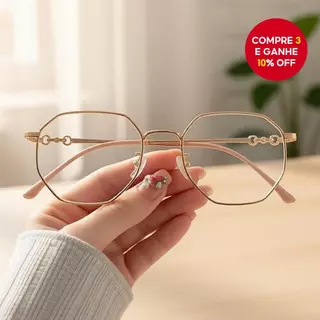 Óculos Geométricos com Armação Dourada Femininos em Moda Retro Coreana em Oferta na Shopee