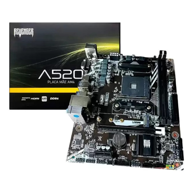 Placa Mãe A520 Am4 Amd Ryzen Ddr4 6 Gb/s Usb 3.0 Revenger