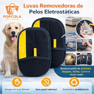 Luva reutilizável para remover pelos de cães e gatos