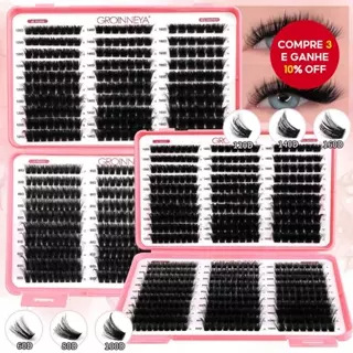 Extensão de Cílios Individuais Espessos 3D e Fofos em Aglomerados 8-16mm Multi Camadas Enroladas em Oferta na Shopee