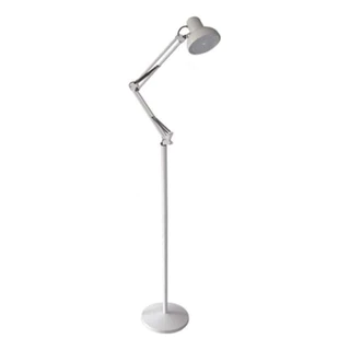 Luminária de Chão Articulada 1,8m em Metal com Cúpula Branca – Coluna Moderna para Leitura, Sala, Escritório e Quarto