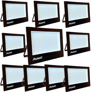 Kit 10 Refletores LED Avant Bivolt cor Branca 6500K 15.000 Lúmens Sobrepor Ilumínação Comercial em Oferta na Shopee