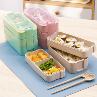 Marmita Pote Lancheira Com 3 Compartimentos Divisória e Talheres para Micro-ondas Bento em Oferta na Shopee
