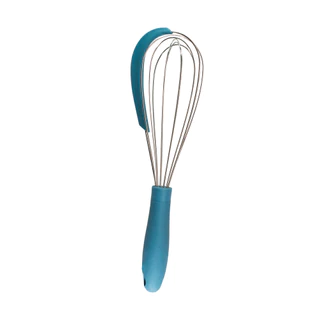 Batedor de Ovos com Raspador de Silicone E Metal Azul Oikos em Oferta na Shopee