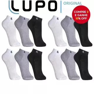 Kit 6 Pares De Meias De Algodão LUPO Para Homens E Mulheres – Corte Curto Confortável Preto \ Branco Cinza Meia em Oferta na Shopee