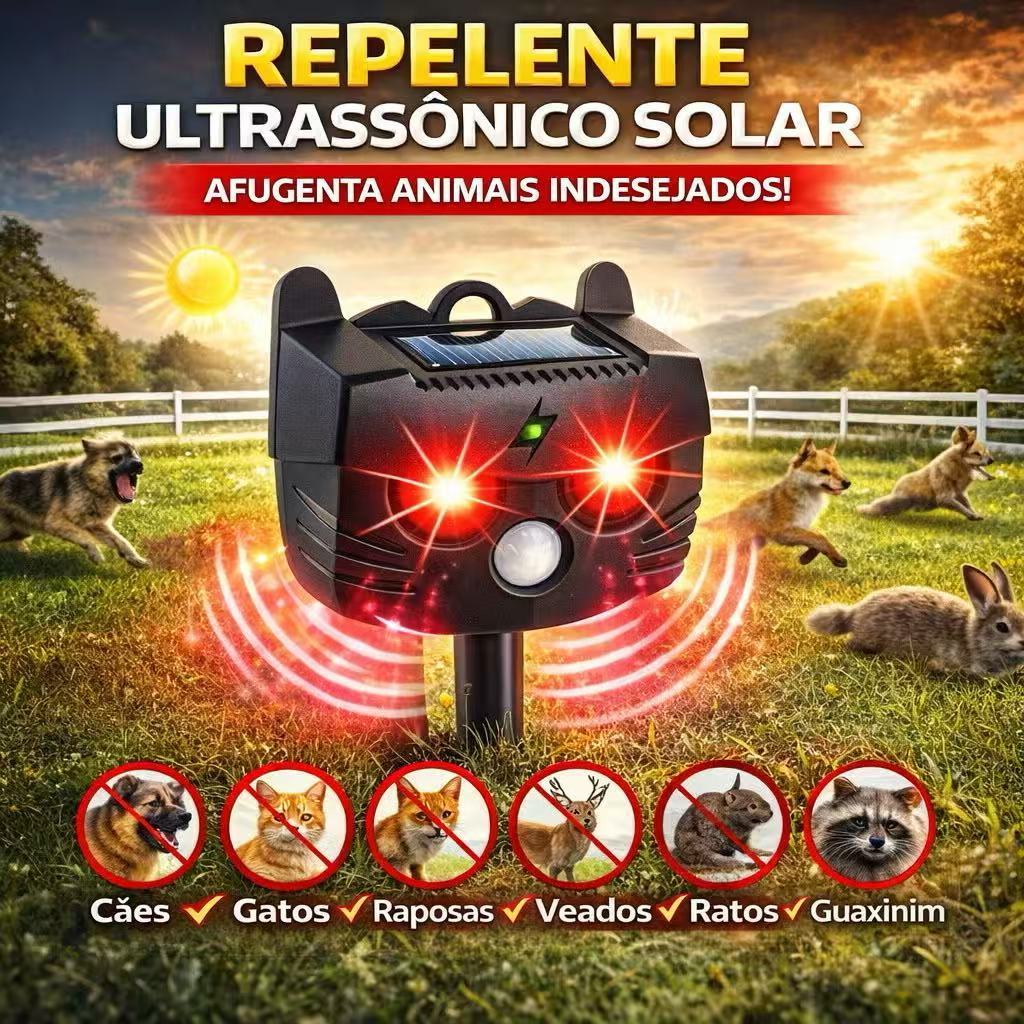 Repelente Solar Ultra-Sônico para Espanta Gato Morcego Rato Pombo ...
