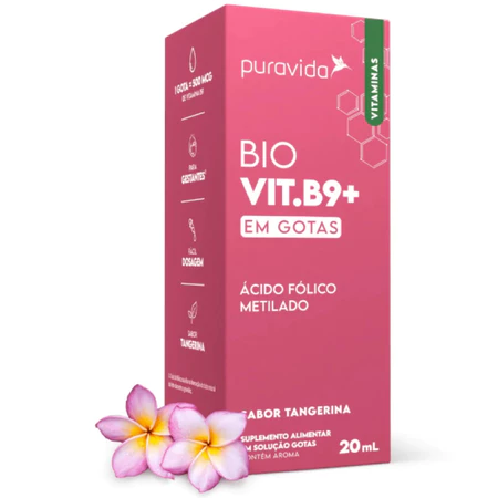 KIT 2 UN BIO VIT B9 PURA VIDA 20ML ÁCIDO FÓLICO METILADO EM GOTAS