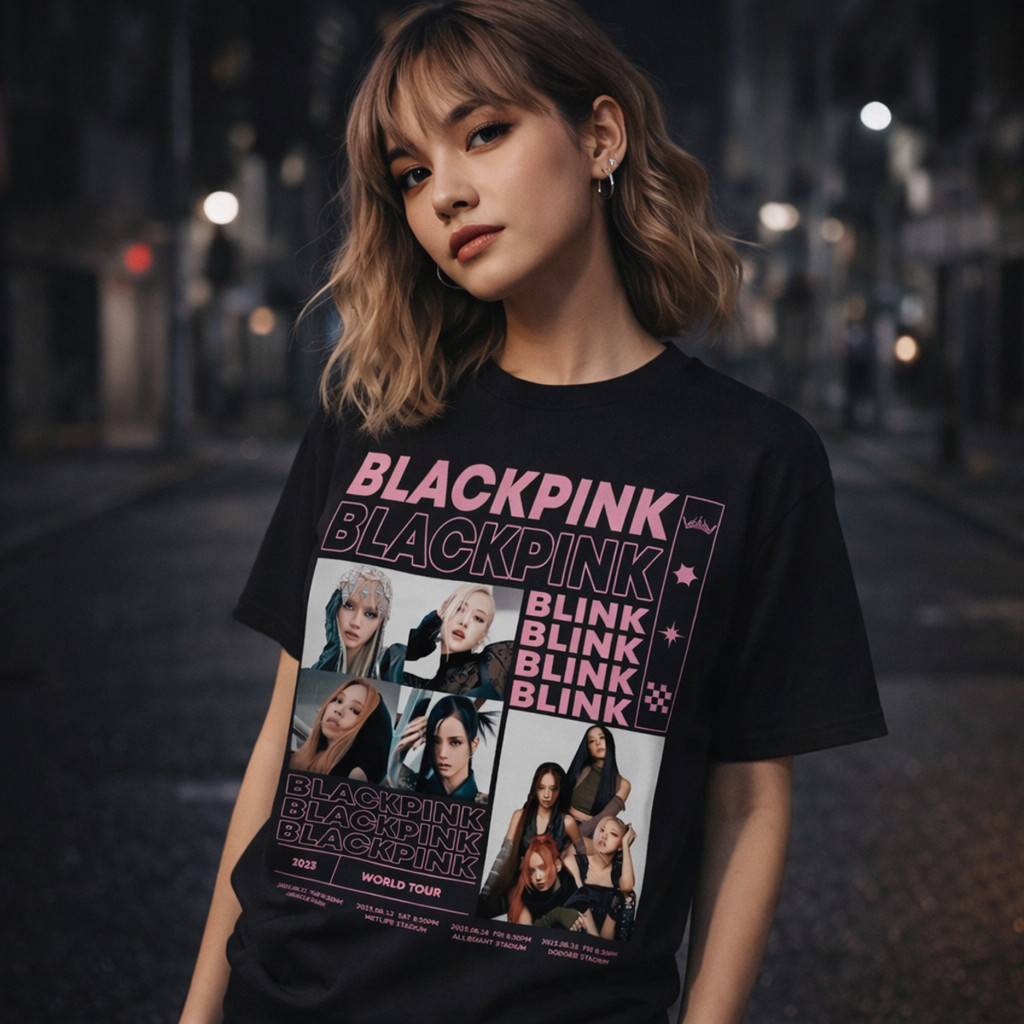 Camisa Grupo Kpop Blackpink Blink World Tour Camiseta Algodão
