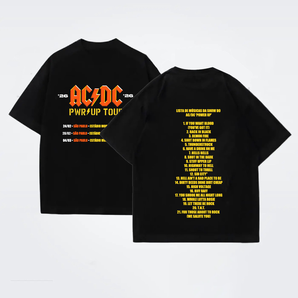 Camiseta Masculina Feminina Estampa AC\DC Power up BR Tour Show Unissex ...