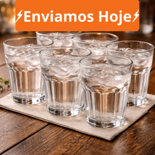 Copos de Vidro 400ml Kit até 12uni. Super Resistente Copo Alto Premium