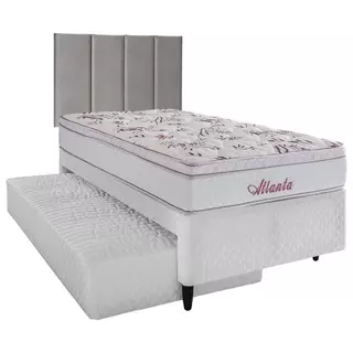 Bicama Solteiro com Cabeceira Modulada e Cama Auxiliar Herval Atlanta, Molas Bonnel, 52x88x188 cm em Oferta na Shopee