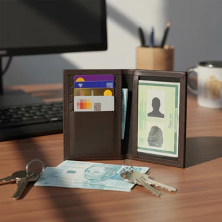 Carteira Slim Couro Porta Cartões RG CNH