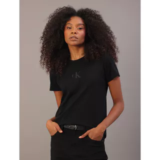 Camiseta Manga Curta Calvin Klein Jeans Rubber Patch - Preto em Oferta na Shopee