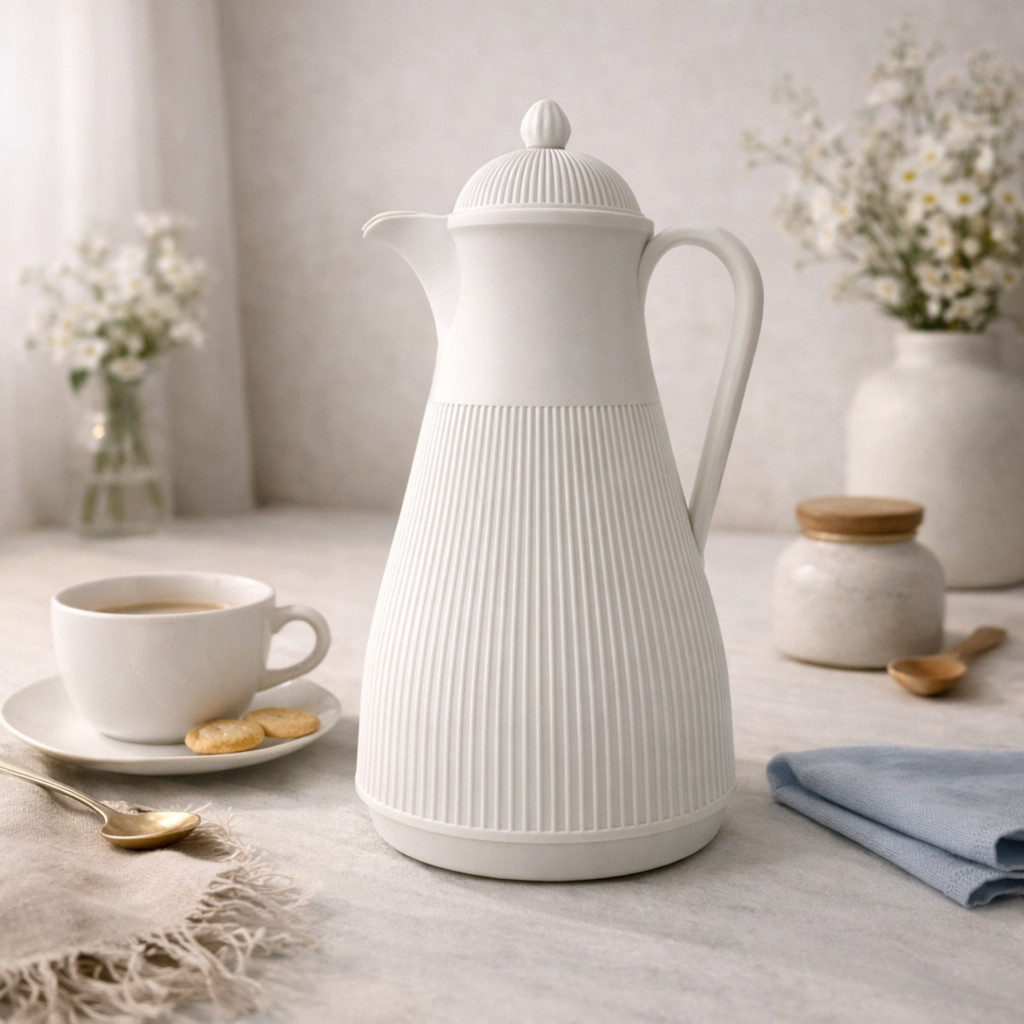 Garrafa Térmica de Café e Chá Branca Clássica Premium 1L PP 