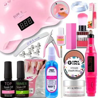 Kit Unhas Gel Completo Acrigel Acrílico Fibra Porcelana Unha Manicure Envio Imediato em Oferta na Shopee