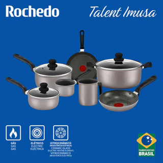 Jogo De Panelas 12 Peças Rochedo Talent Imusa Com Jogo De Potes Em Aço Inox em Oferta na Shopee