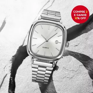 Relógio Masculino Elegante De Negócios Com Mostrador Grande Exibição De Data E Marcadores De Barra De Pulso De Quartzo P em Oferta na Shopee