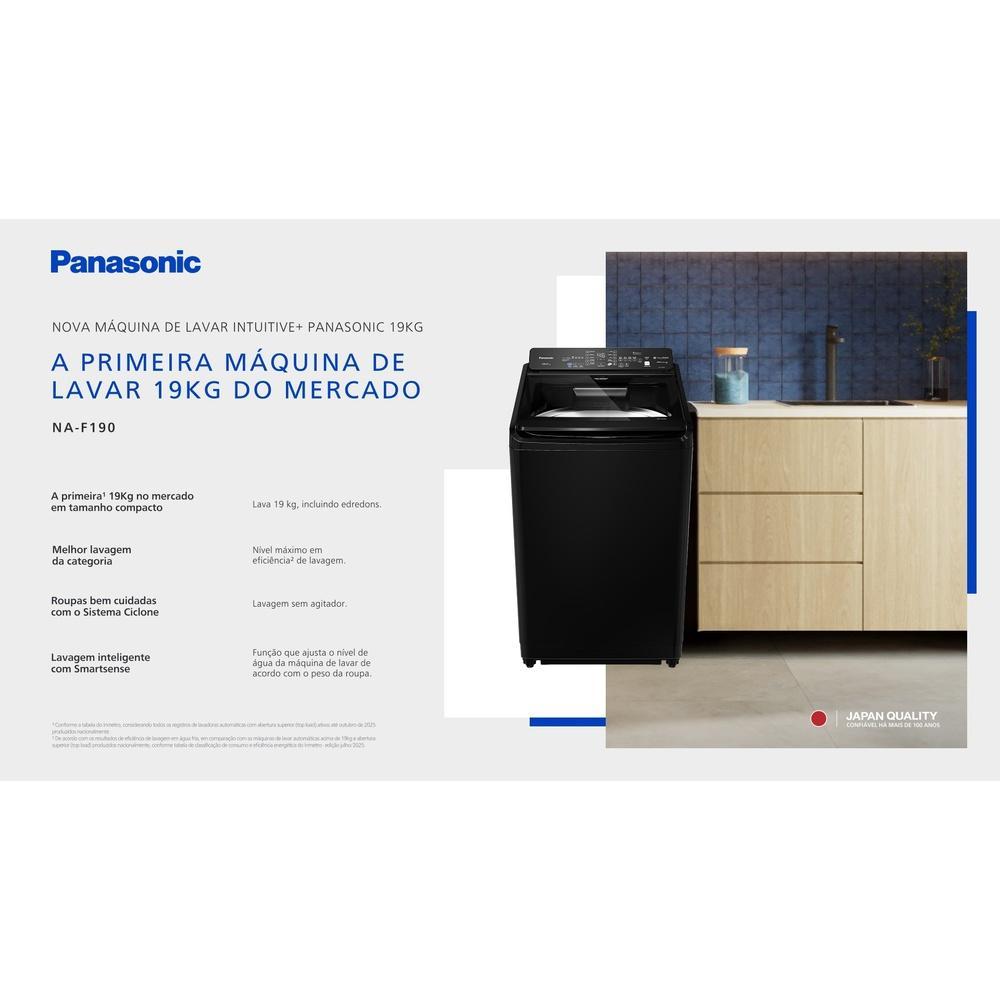 Máquina de Lavar Panasonic 19Kg com 10 Programas de Lavagem e
