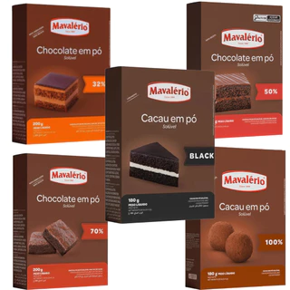 Kit C/ 2 Chocolate Cacau em Pó 32%, 50%, 70%, 100% ou Black - Mavalerio em Oferta na Shopee