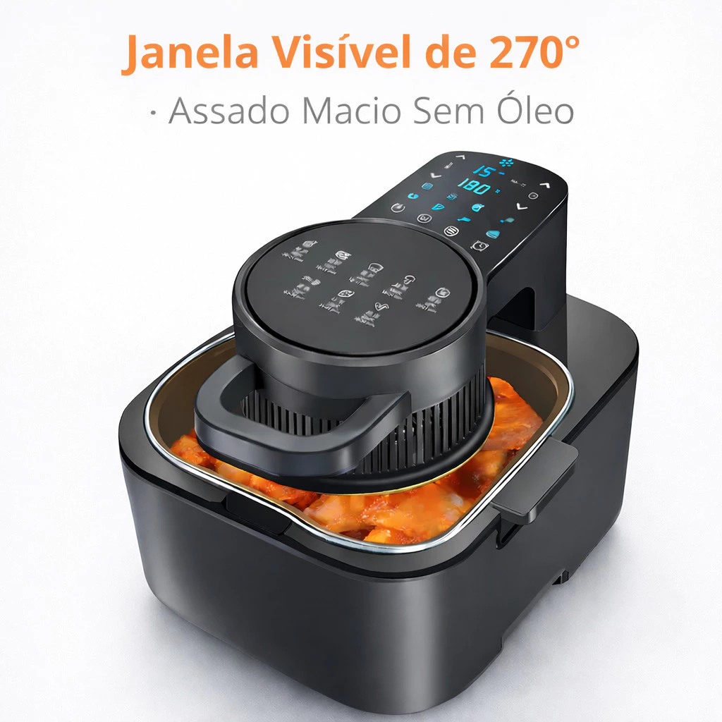 Air Fryer 8 Litros 1800W Janela 270º Cerâmica Antiaderente Premium Fritadeira Sem Óleo Super Potente 127V 220V