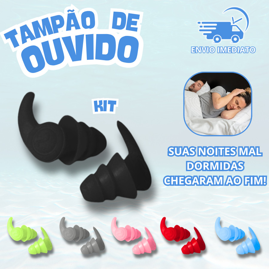 Protetor Auricular Tampão de Ouvido Silicone Antirruído Dormir Estudo ...