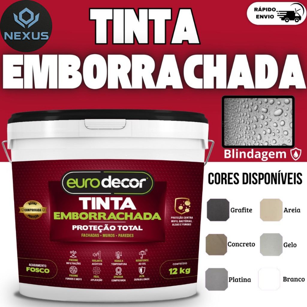Tinta Emborrachada 12kg Eurodecor Anti Mofo e Umidade Impermeabilizante ...