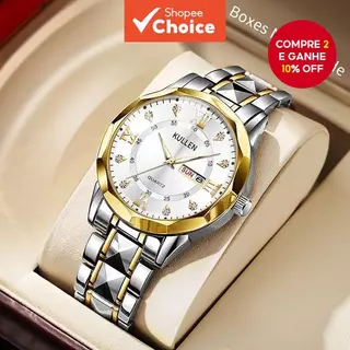 Relógio de quartzo masculino de aço para negócios elegante, simples e moderno em Oferta na Shopee