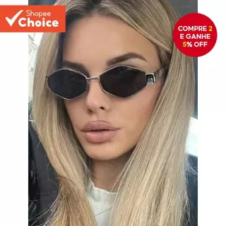 Óculos De Sol De Metal Geométrico Y2K-Proteção UV Pequena Armação Design Retrô Para Exterior/Condução/Festa em Oferta na Shopee
