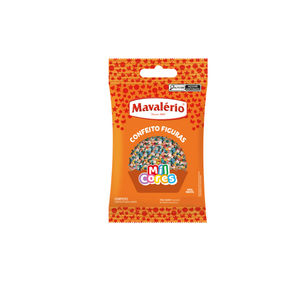Confeito Estrelinhas Colorida 120g - Mavalerio