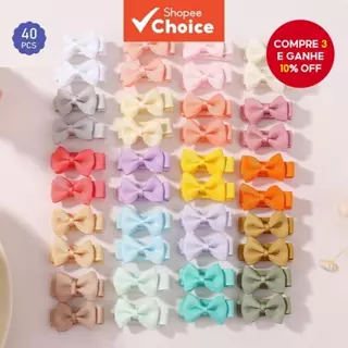 40Pç Mini Laço de Fita Colorido com Laço de Cabelo Estampado para Meninas, Fofo com Laço, Antiderrapante, Presilha de em Oferta na Shopee