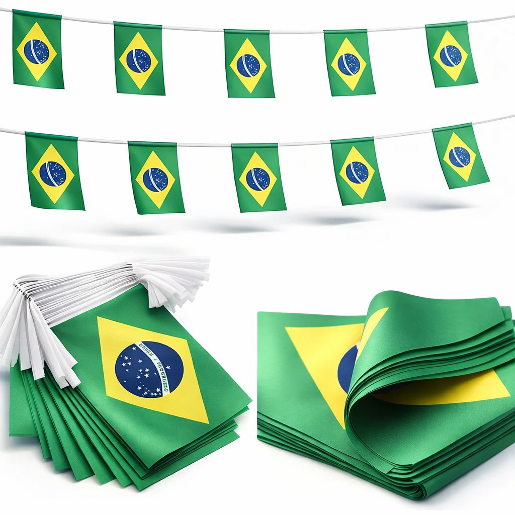 Kit Bandeirinhas Brasil Premium – Decoração Copa do Mundo Verde e Amarelo 14cm x 21cm em Oferta na Shopee