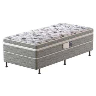 Cama Box Conjugada Solteiro Advanced com Espuma D28 54x88x188cm Branco e Cinza Probel em Oferta na Shopee