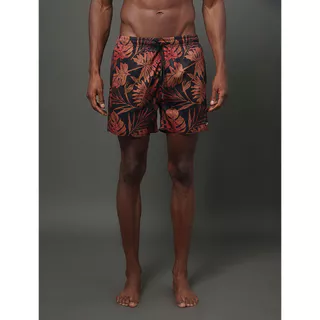 Shorts D'Água Masculino Elástico Folhas Calvin Klein Swimwear - Vermelho Escuro em Oferta na Shopee