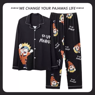 Wuo Ying Pijama Fofo Masculino Manga Comprida Primavera E Outono Fino Estudante Desenho Animado Juventude Plus Size Bonito Roupas Para Casa Huo Aprendizagem Fina em Oferta na Shopee