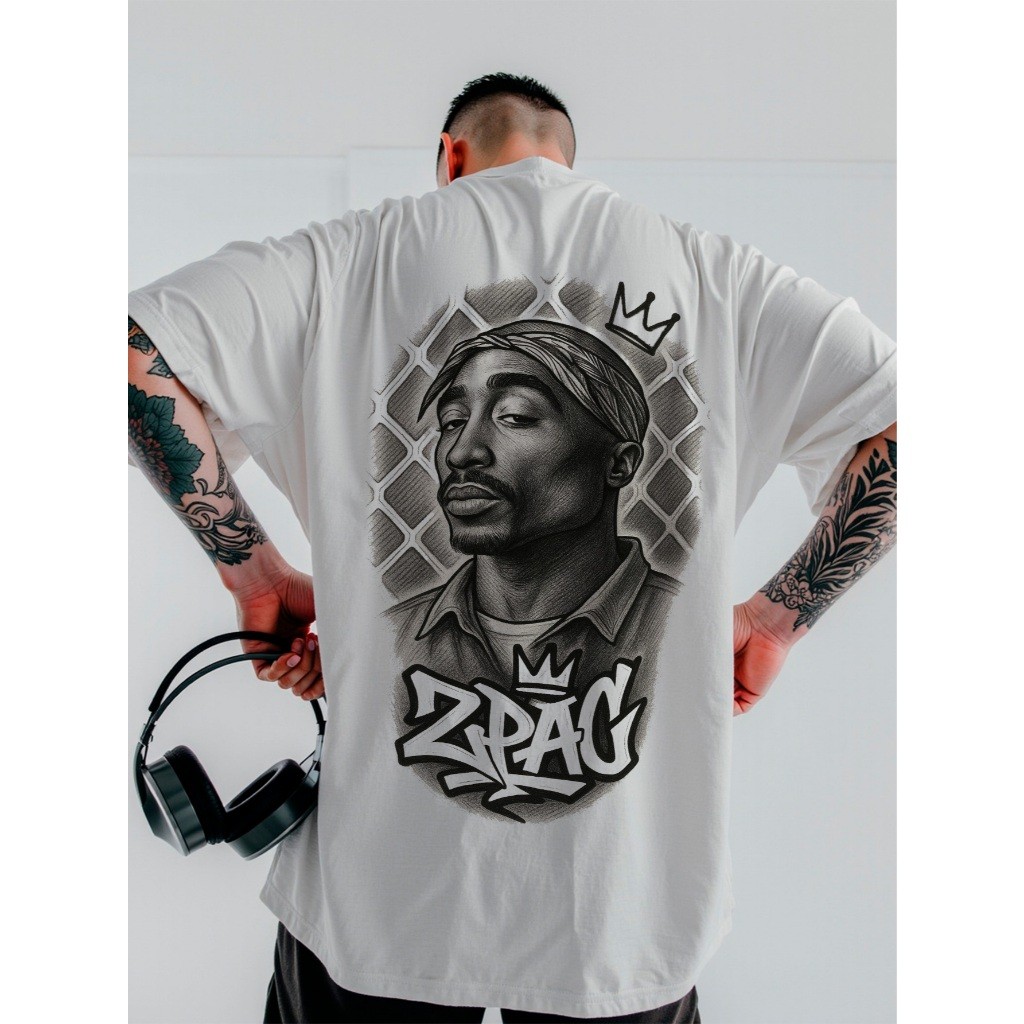 Camiseta twopac Rei Quebrada Oversized Streetwear Unissex ref4362
