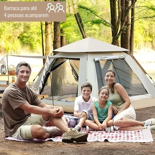 Barraca Camping Bege Portátil Automático Para Livre 4-5 Pessoas 210*210*140cm em Oferta na Shopee